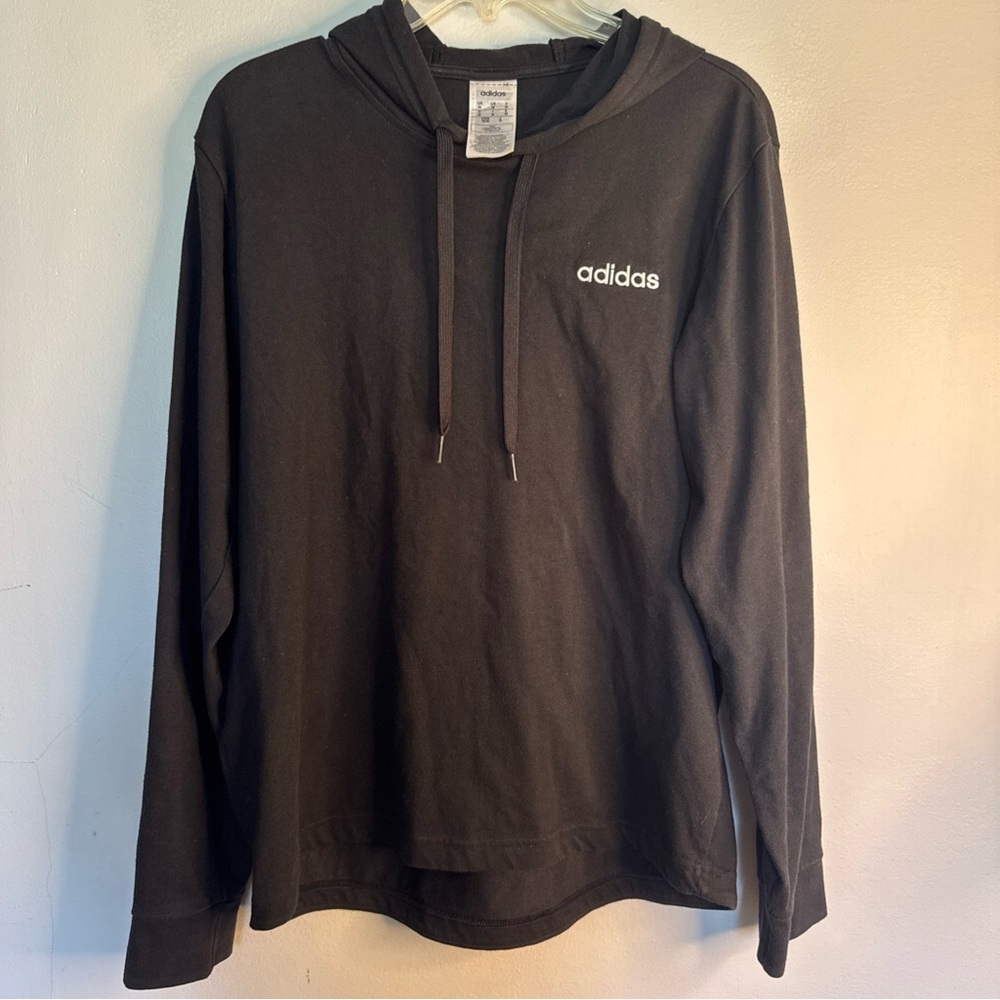Adidas Black Pullover Hoodie Men Size Medium, Embroidered Logo